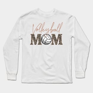 Bleached Volleyball Game Day Vibes Volleyball Mom Leopard Long Sleeve T-Shirt